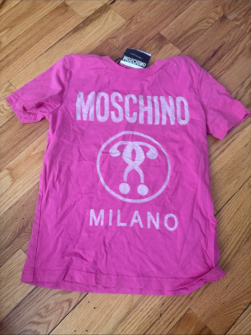 Moschino Hot Pink Logo Tee with Milano Graphic